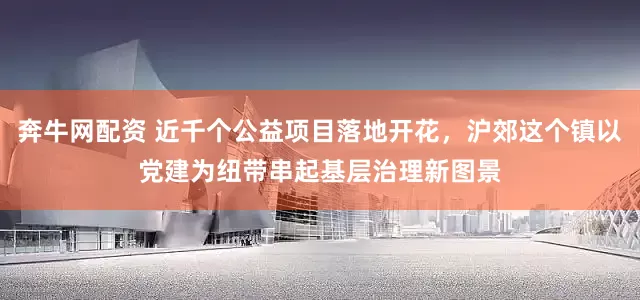 奔牛网配资 近千个公益项目落地开花，沪郊这个镇以党建为纽带串起基层治理新图景