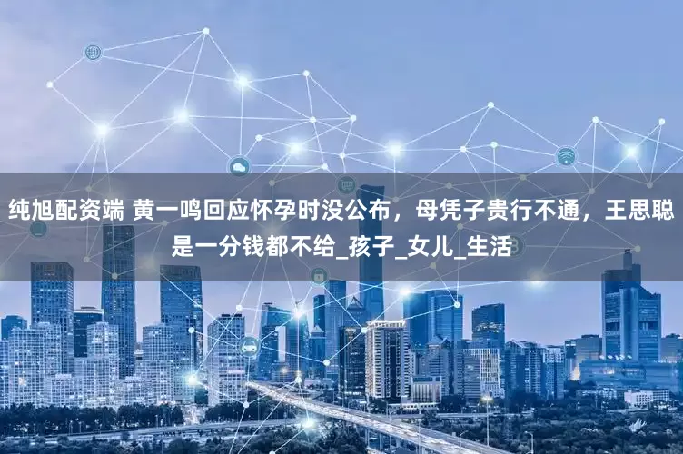 纯旭配资端 黄一鸣回应怀孕时没公布，母凭子贵行不通，王思聪是一分钱都不给_孩子_女儿_生活
